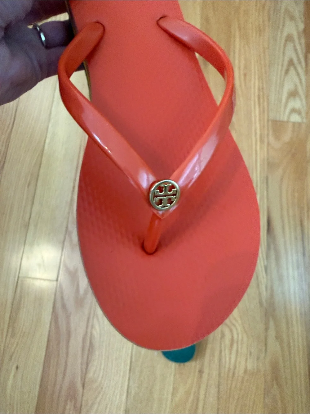 Tory Burch printed thin flip-flops - size 9 orange